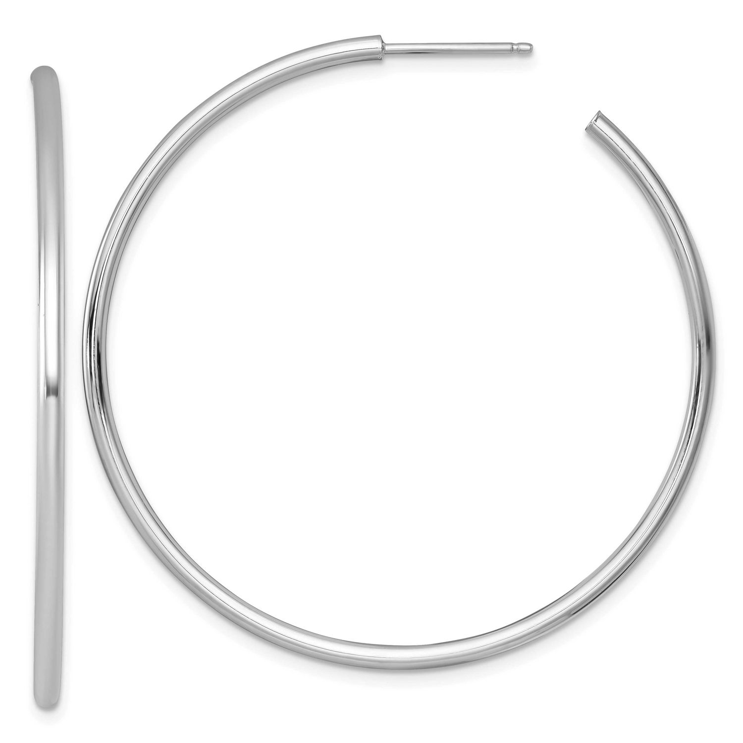 2.0 x 50mm Polished Post Hoop Earrings 14k White Gold, MPN: TF2509W, UPC: