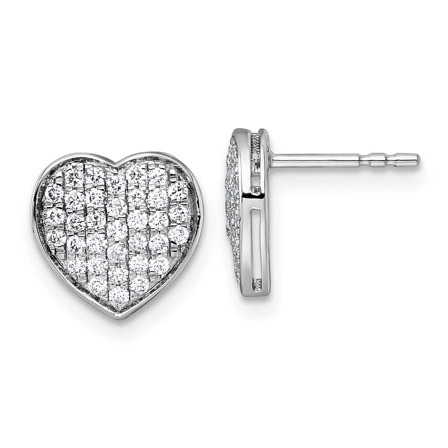 1/2Ct. Diamond Heart Post Earrings 14k White Gold, MPN: EM5525-050-WA, UPC: