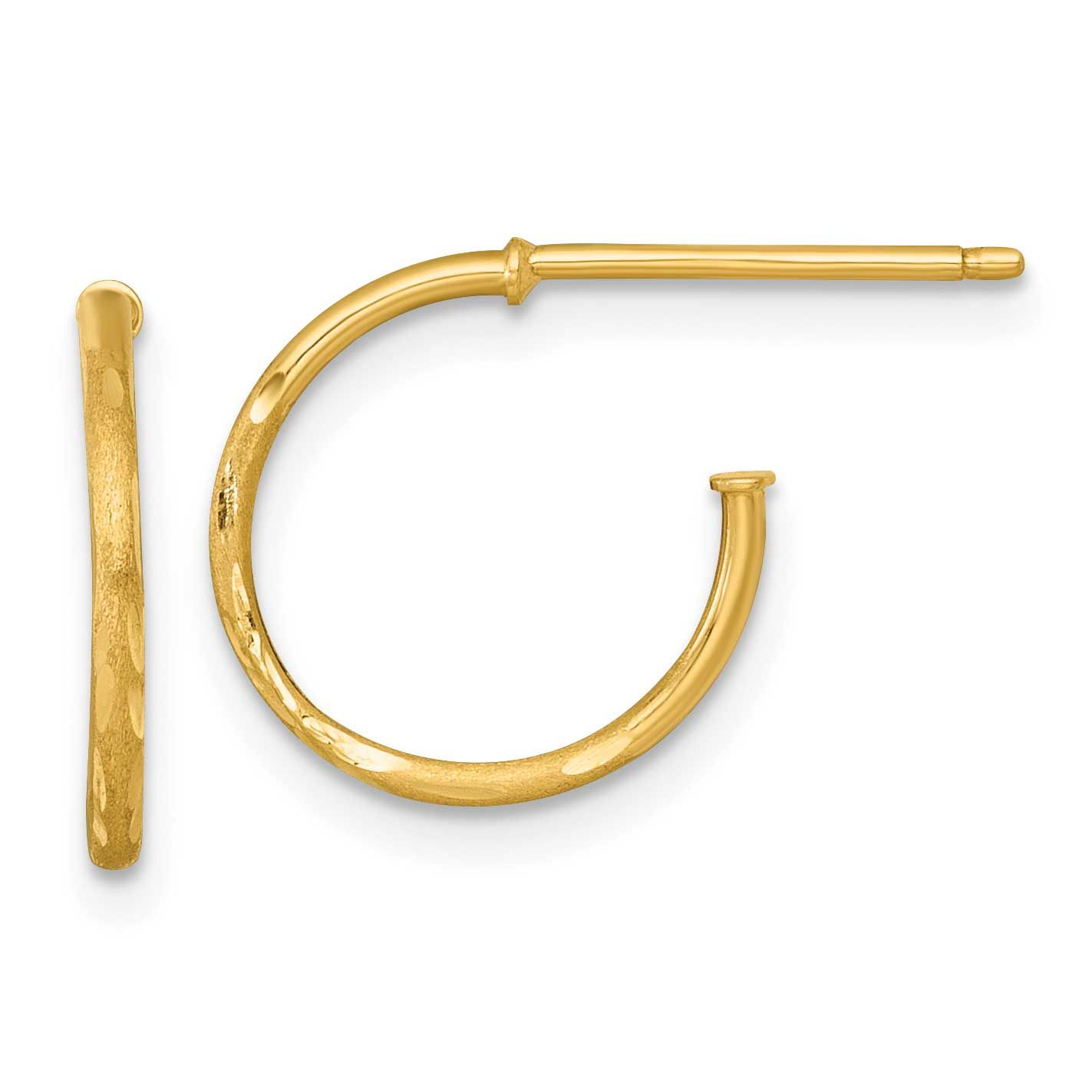 1.2 x 14mm Diamond-Cut Post Hoop Earrings 14k Gold, MPN: TF2476, UPC: