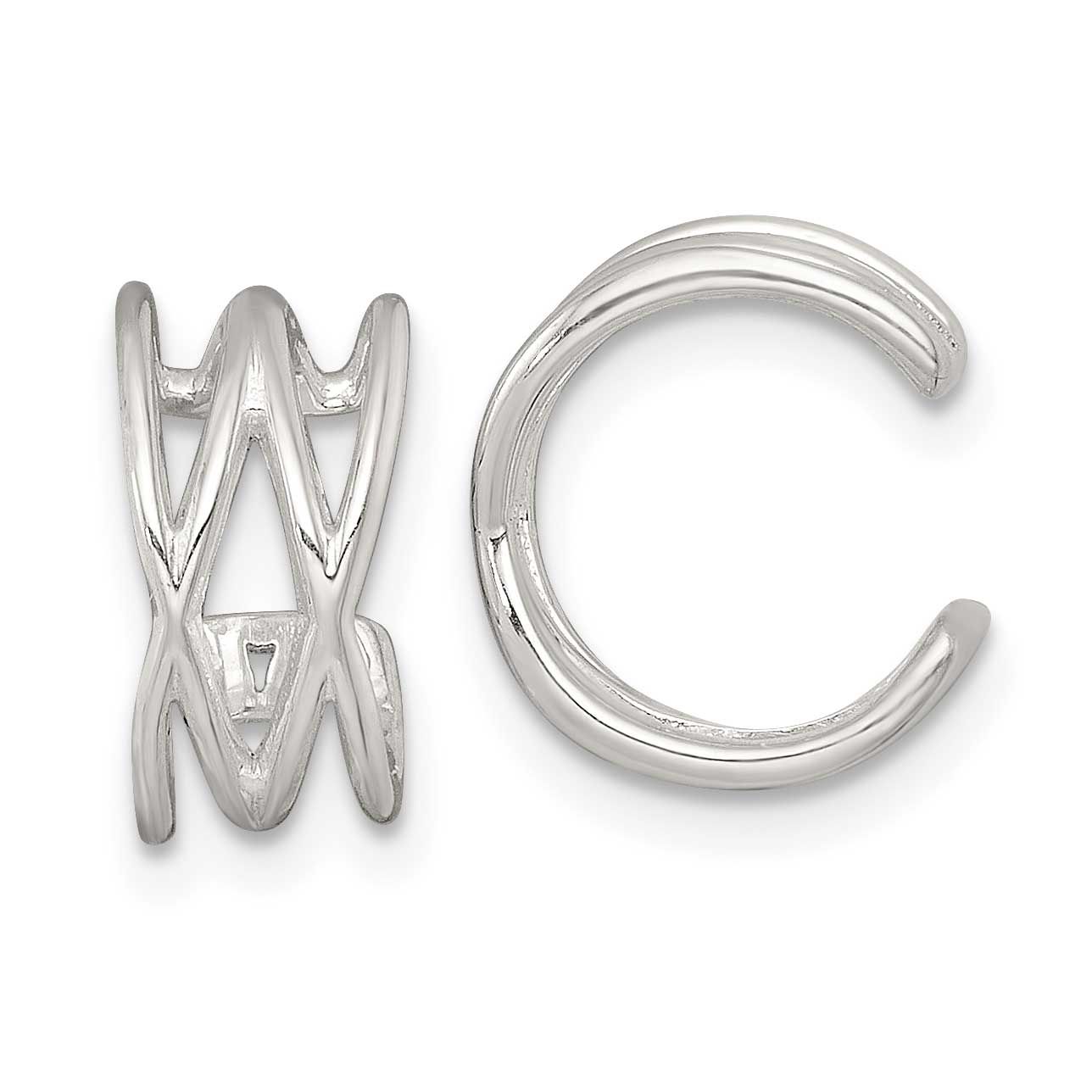 Double Criss Cross Pair of Ear Cuffs Sterling Silver Polished, MPN: QE18030, UPC: