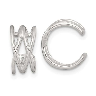 Double Criss Cross Pair of Ear Cuffs Sterling Silver Polished, MPN: QE18030, UPC: