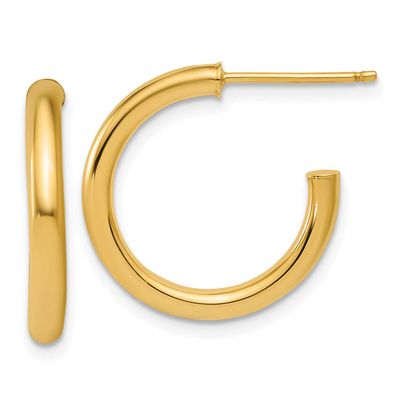 2.5 x 20mm Polished Post Hoop Earrings 14k Gold, MPN: TF2519, UPC: