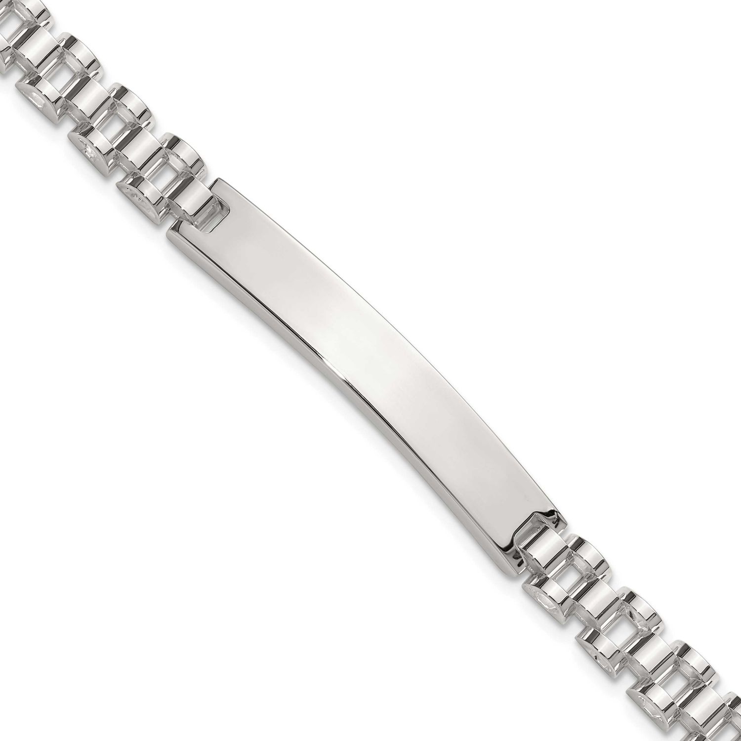 8 Inch Men&#39;s ID Bracelet Sterling Silver Polished, MPN: QID261-8, UPC: