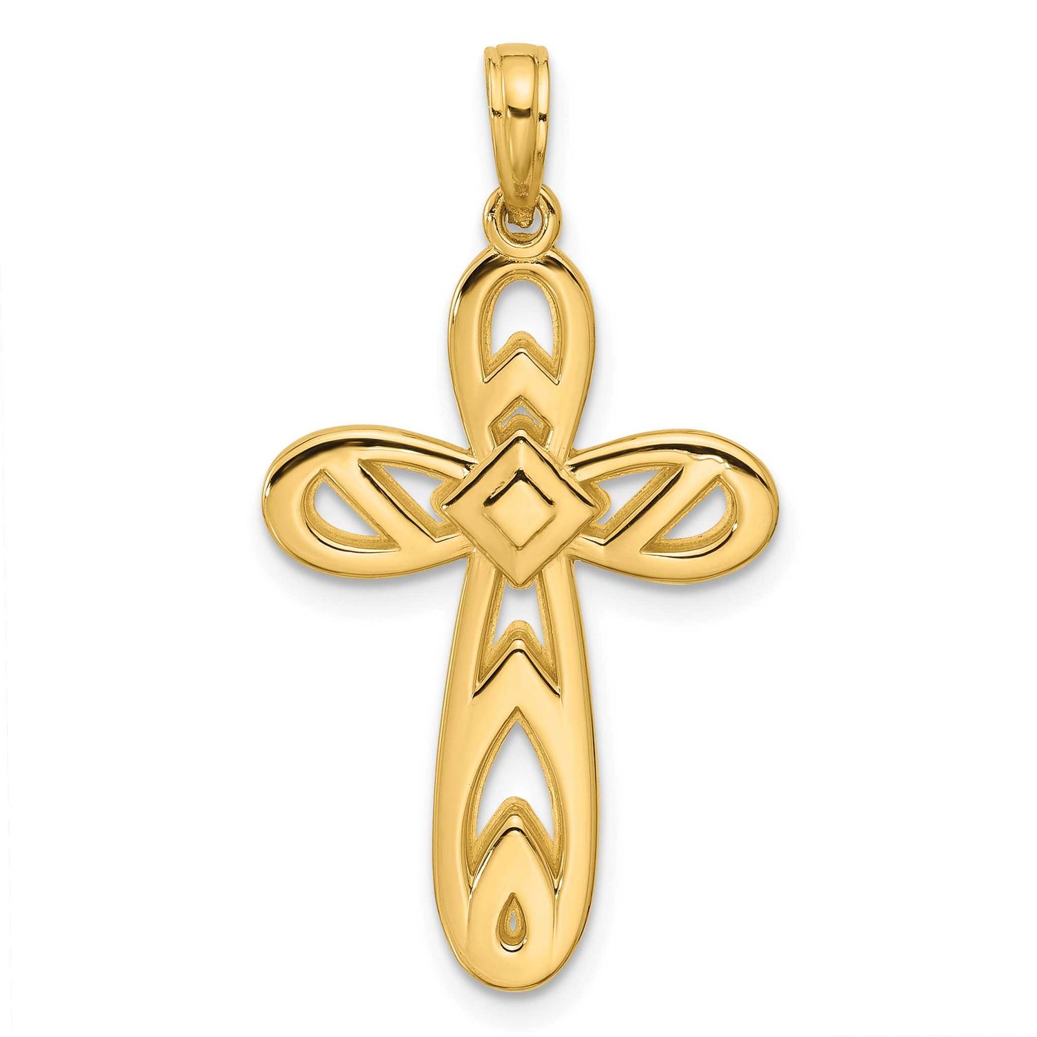 Rounded Cross Pendant 14k Gold Polished, MPN: D5752, UPC: