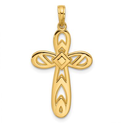 Rounded Cross Pendant 14k Gold Polished, MPN: D5752, UPC: