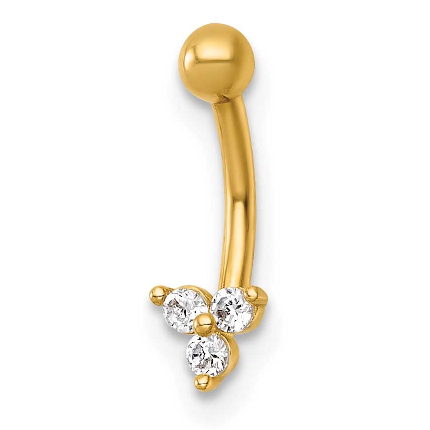 16 Gauge Polished CZ Eyebrow Ring 14k Gold, MPN: BD322, UPC: