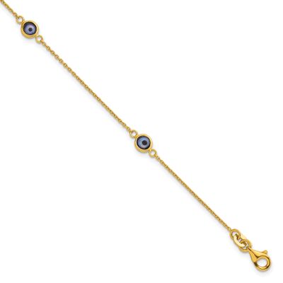 Gold -Tone Polished and Glass Evil Eye 7.25 Inch Bracelet Sterling Silver, MPN: QG6840GP-7.25, UPC: