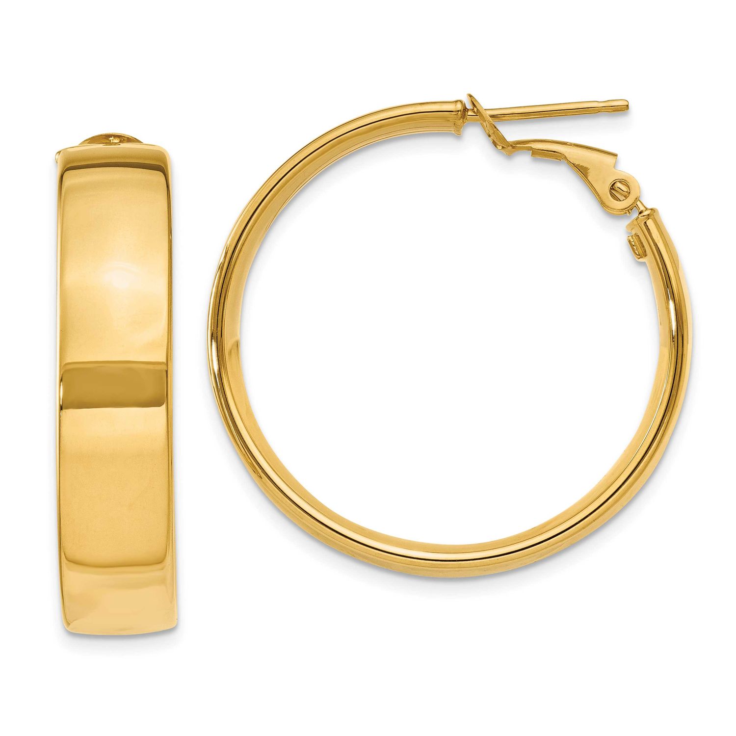 6.75mm Large Omega Back Hoop Earrings 10k Gold, MPN: 10PRE738, UPC: