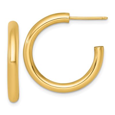 3.0 x 25mm Polished Post Hoop Earrings 14k Gold, MPN: TF2530, UPC:
