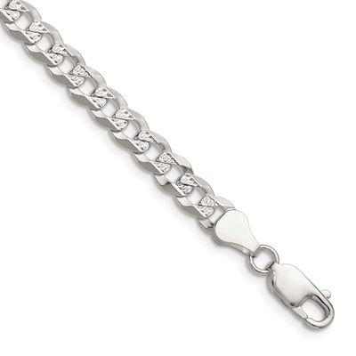 5.9mm Flat Diamond-cut Pave Curb Chain 24 Inch Sterling Silver, MPN: QPCB140-24, UPC: