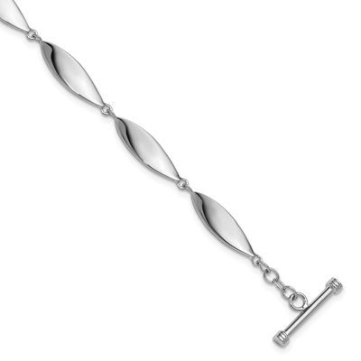Polished 7.5 Inch Toggle Bracelet Sterling Silver Rhodium-Plated, MPN: QG6824-7.5, UPC:
