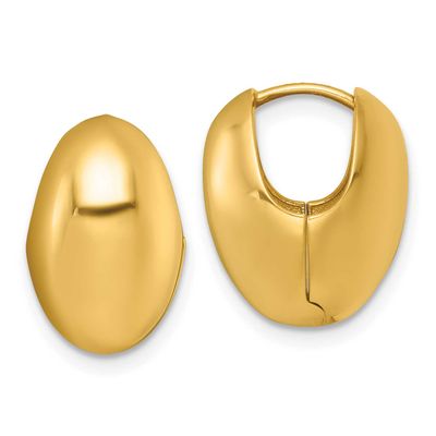 Puffed Oval Hoop Earrings 14k Gold Polished, MPN: TF2473, UPC: