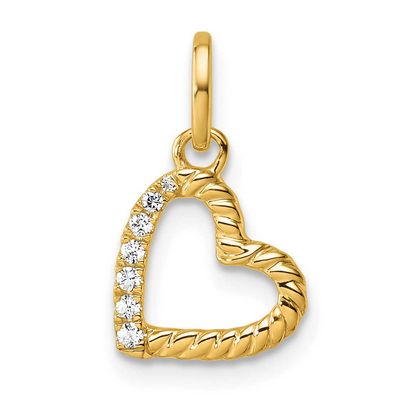 Diamond Twisted Heart Pendant 14k Gold Polished, MPN: PM10750-005-YAA, UPC: