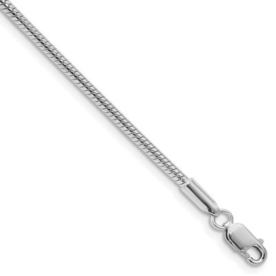 2mm Snake Chain 8 Inch Sterling Silver Rhodium-Plated, MPN: QSN060R-8, UPC: