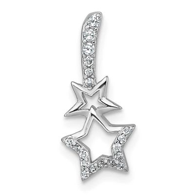 CZ Shooting Stars Chain Slide Pendant 19.1 Inch Sterling Silver Rhodium-Plated Polished, MPN: QG721…