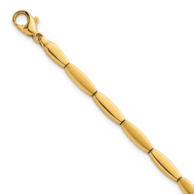 Brushed and Polished Fancy Bar Link 4mm Bracelet 14k Gold, MPN: SF3214-7.5, UPC: