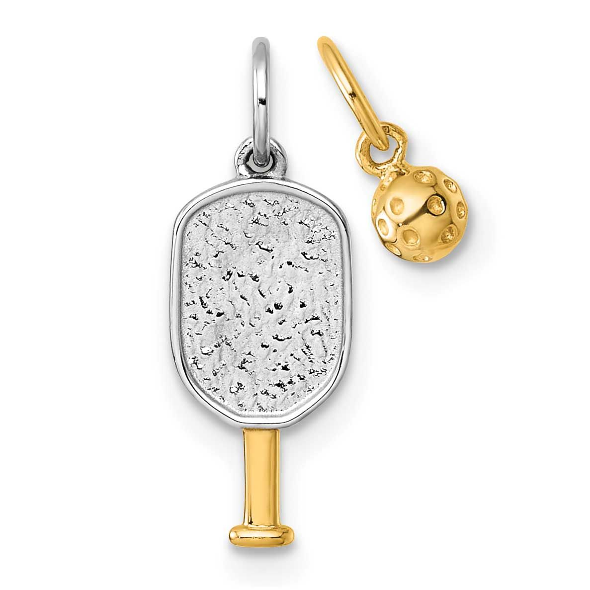 Pickleball Paddle and Ball 2 Piece Pendant Set 14k Gold with Rhodium, MPN: YC1622, UPC: