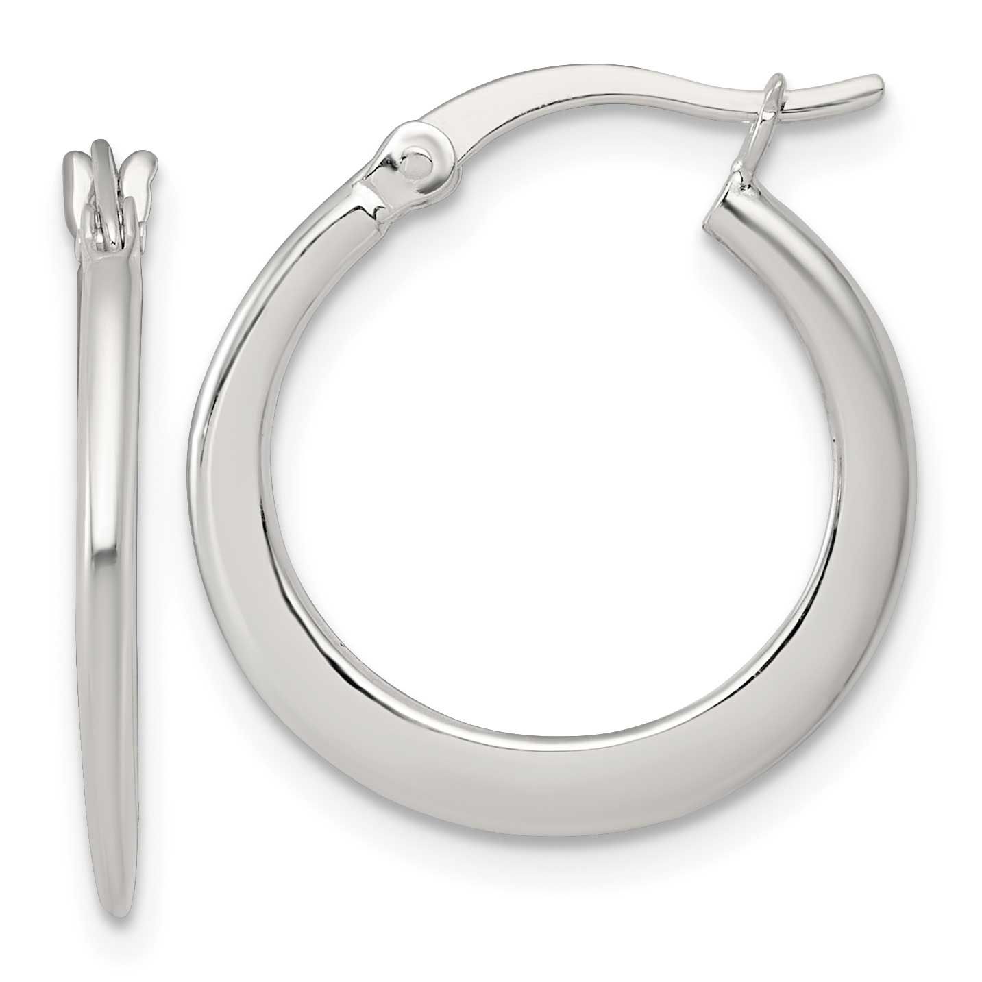 20.0mm Tapered Round Hoop Earrings Sterling Silver Polished, MPN: QE17906, UPC: