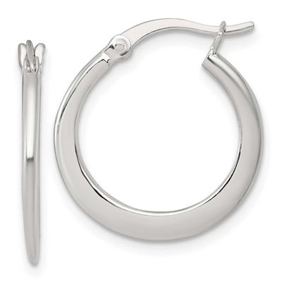 20.0mm Tapered Round Hoop Earrings Sterling Silver Polished, MPN: QE17906, UPC: