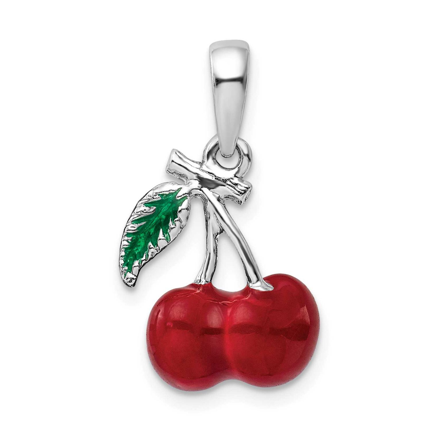 De-Ani Polished 3D Enameled Cherries Pendant Sterling Silver Rhodium-Plated, MPN: QC10688, UPC: 637…