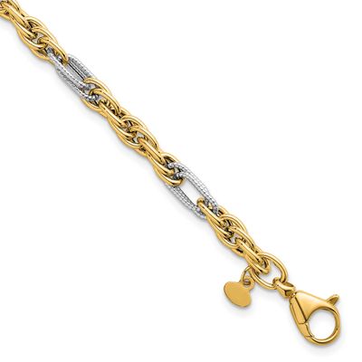 Fancy Chain 7.5 Inch Bracelet 7.5 Inch 14k Gold with Rhodium Polished, MPN: SF3218-7.5, UPC: