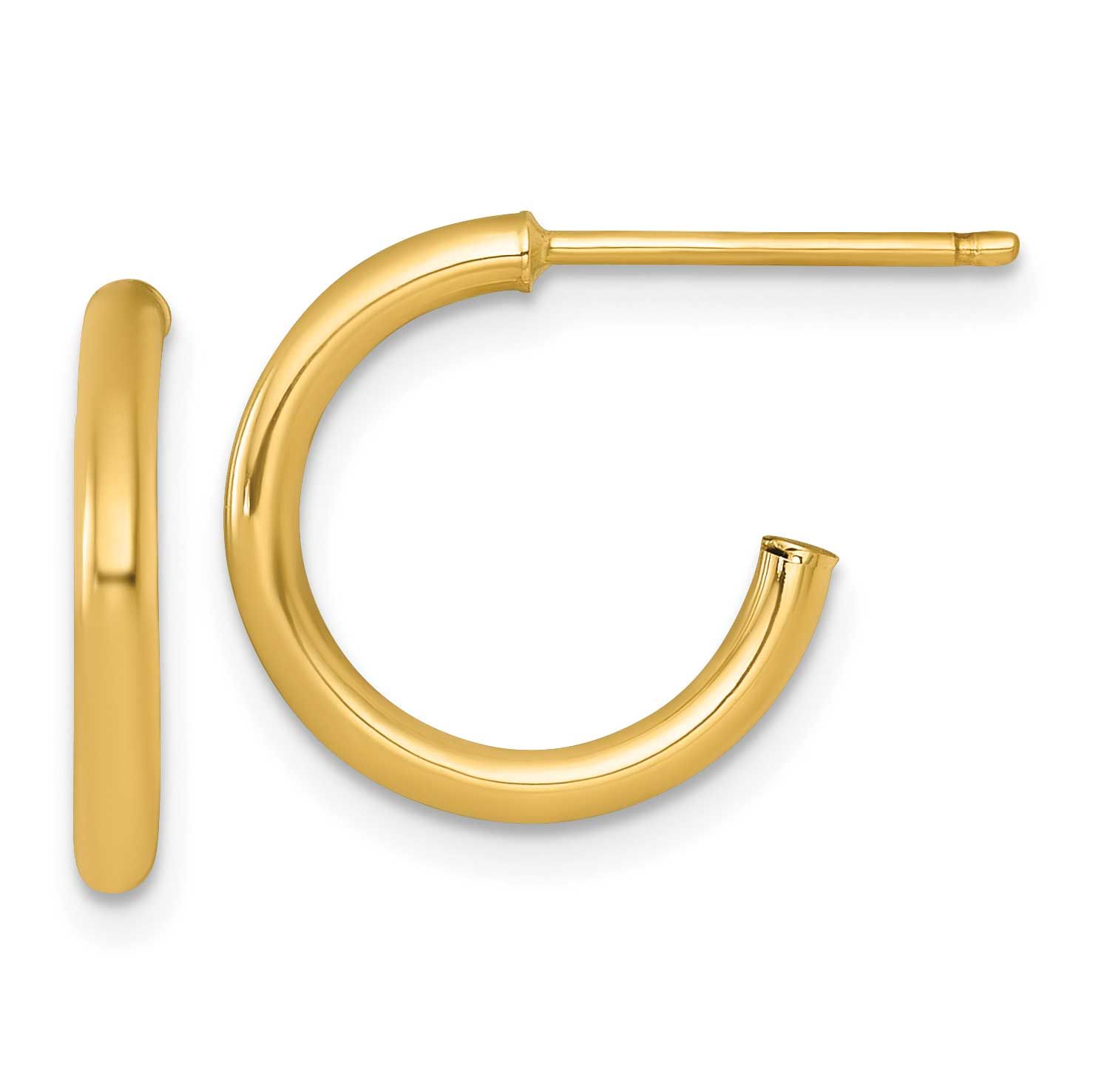 2.0 x 15mm Polished Post Hoop Earrings 14k Gold, MPN: TF2502, UPC: