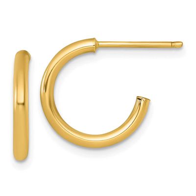 2.0 x 15mm Polished Post Hoop Earrings 14k Gold, MPN: TF2502, UPC: