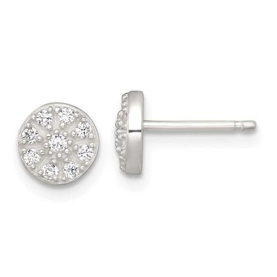CZ Cluster Round Post Earrings Sterling Silver Polished, MPN: QE18043, UPC: