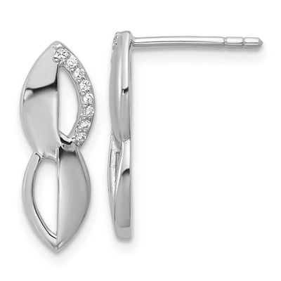 CZ Post Earrings Sterling Silver Rhodium-Plated, MPN: QG7139E, UPC: