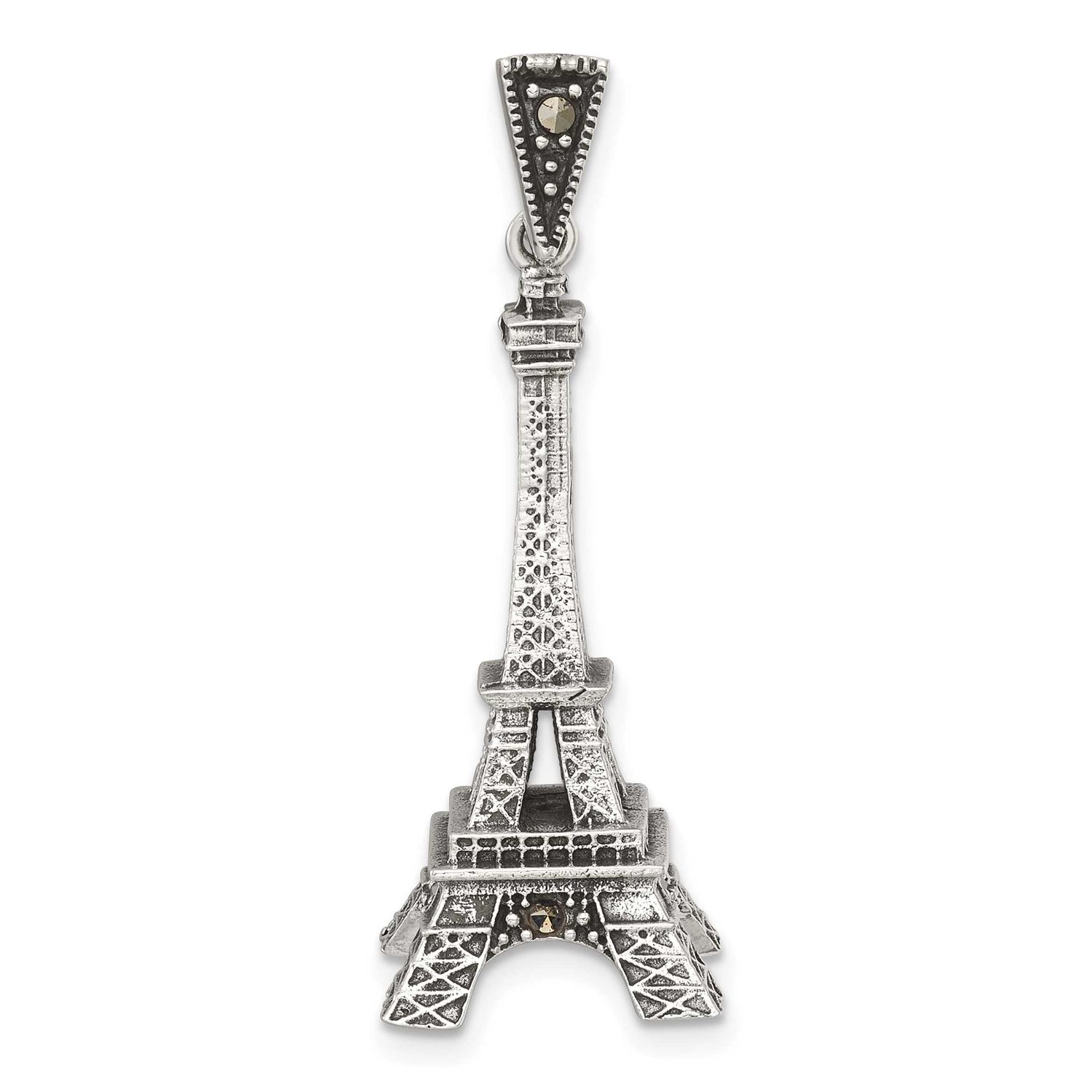 Marcasite 3-D Eiffel Tower Pendant Sterling Silver Antiqued, MPN: QG7195P, UPC: