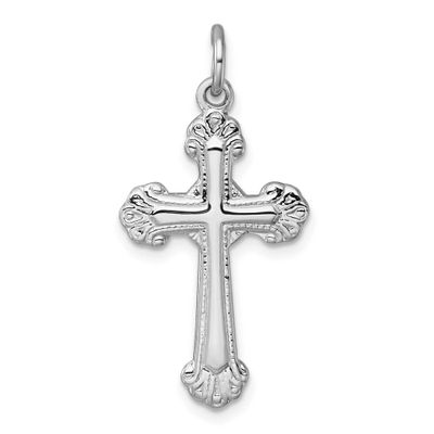 Polished Fancy Cross Pendant Sterling Silver Rhodium-Plated, MPN: QC11637, UPC: