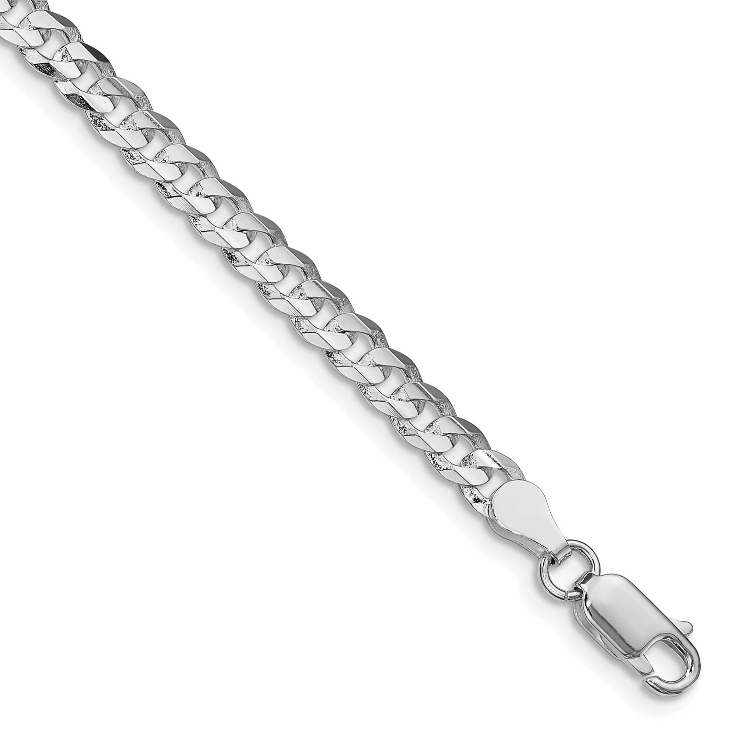 4.5mm Concave Beveled Curb Chain 9 Inch Sterling Silver Rhodium-Plated, MPN: QCBC120R-9, UPC: