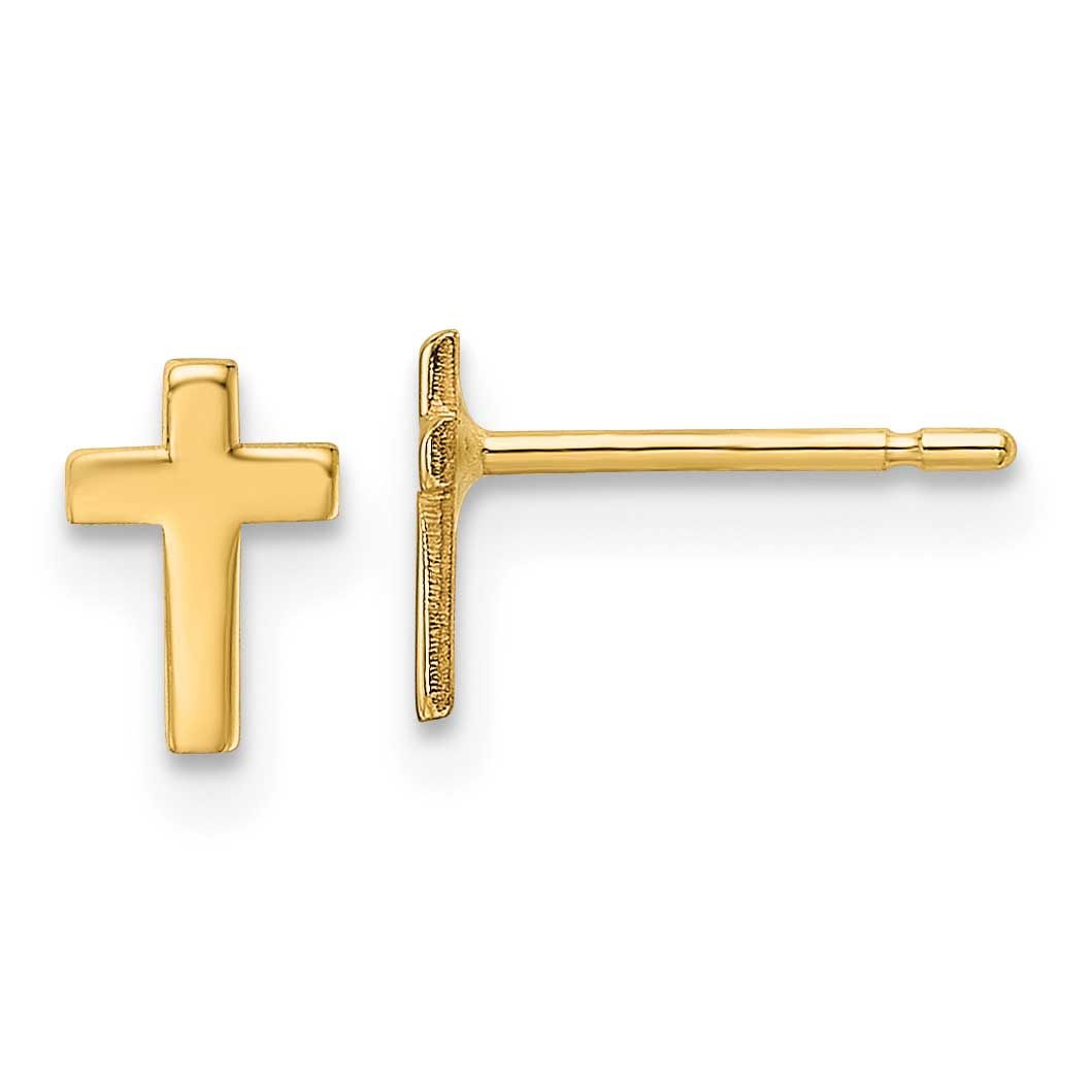 Cross Post Earrings 10k Gold Polished, MPN: 10XR589, UPC: