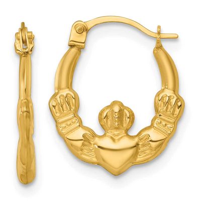 Claddagh Hoop Earrings 14k Gold Polished, MPN: TF2446, UPC: