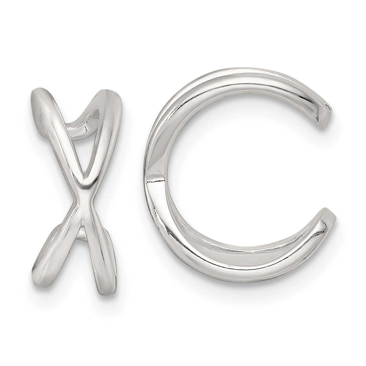 Criss Cross Pair of Ear Cuffs Sterling Silver Polished, MPN: QE18029, UPC: