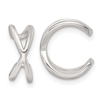 Criss Cross Pair of Ear Cuffs Sterling Silver Polished, MPN: QE18029, UPC: