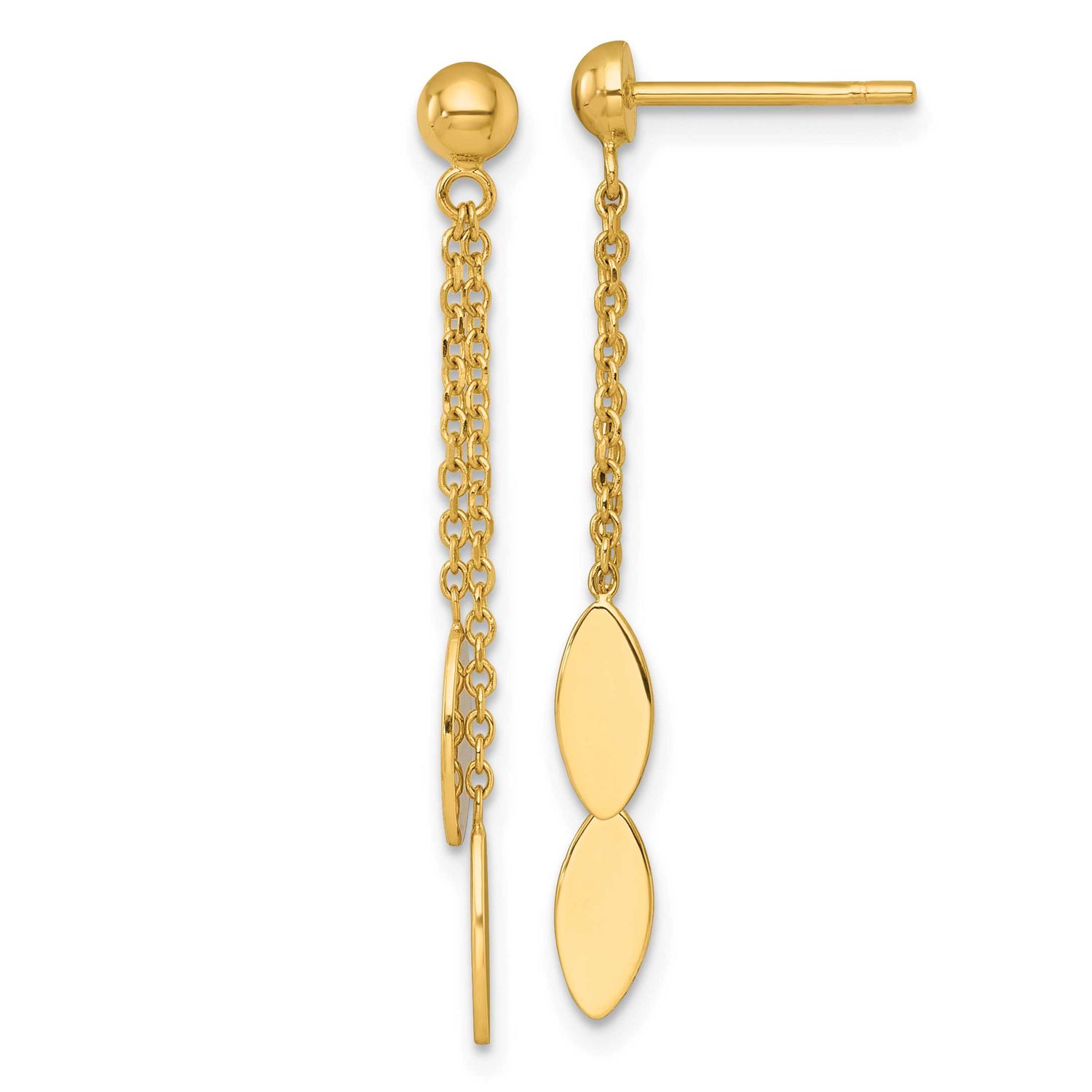 Oval Dangle Post Earrings 14k Gold Polished, MPN: SF3286E, UPC: