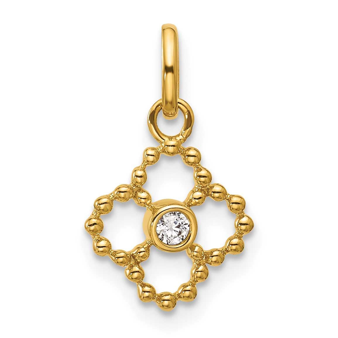 Diamond Beaded Floral Pendant 14k Gold Polished, MPN: PM10753-005-YAA, UPC: