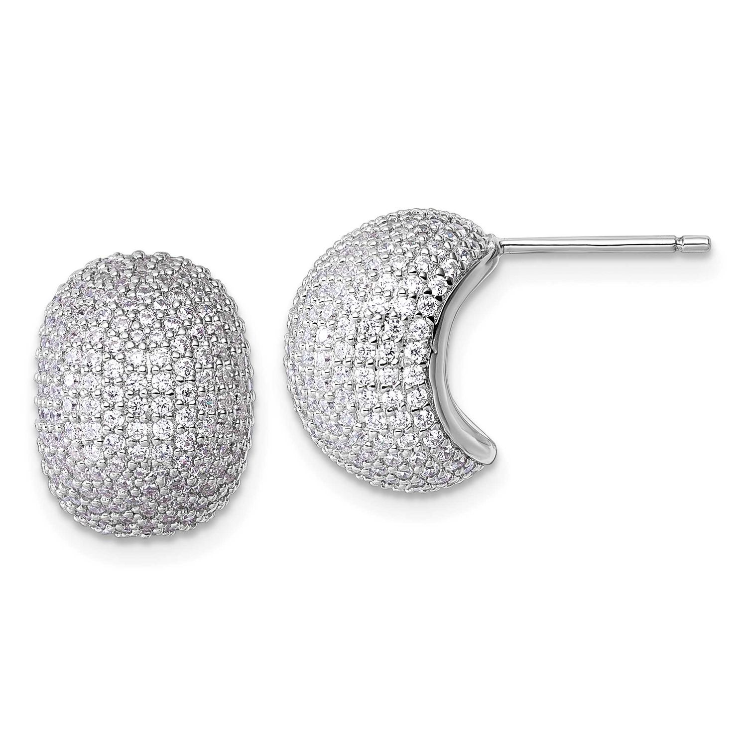 CZ Pave Post Earrings Sterling Silver Rhodium-Plated, MPN: QE18087, UPC: