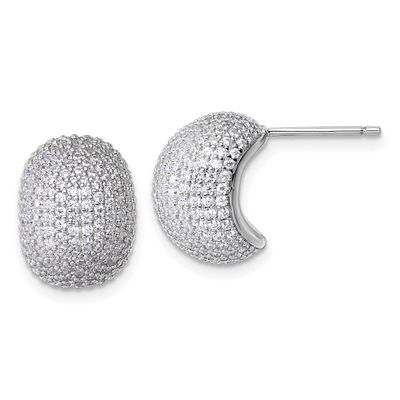 CZ Pave Post Earrings Sterling Silver Rhodium-Plated, MPN: QE18087, UPC: