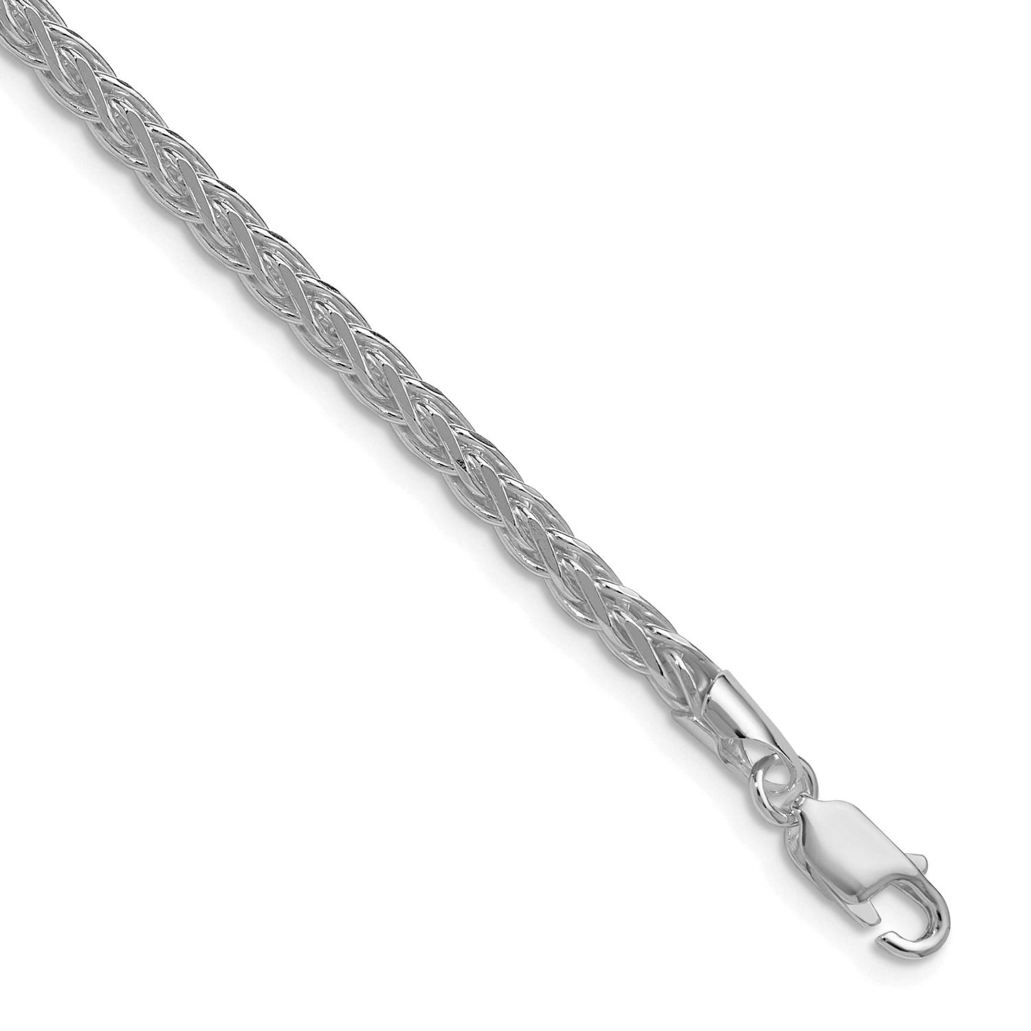 3.5mm Diamond-Cut Square Spiga Chain 22 Inch Sterling Silver Rhodium-Plated, MPN: QDSS080R-22, UPC: