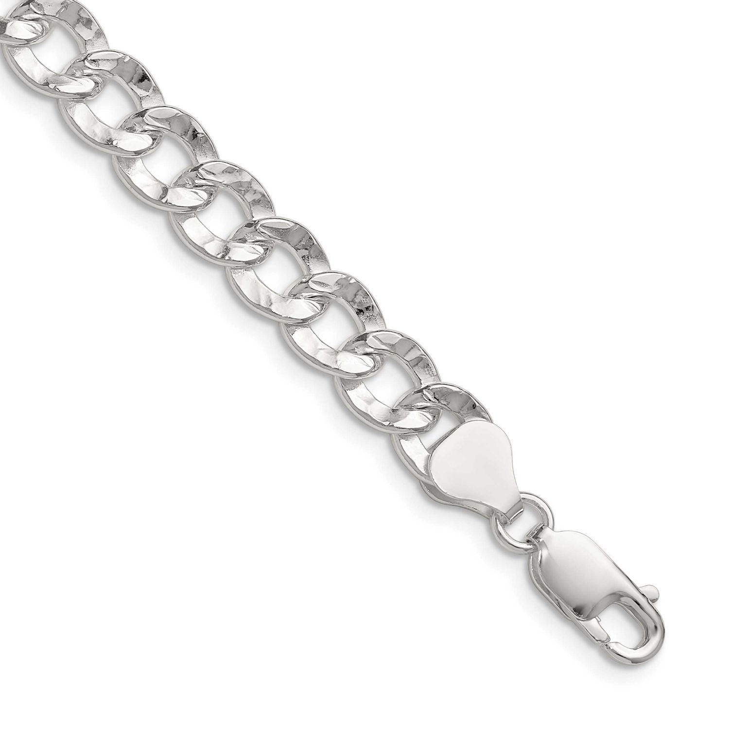 7.6mm Hammered Curb Chain 24 Inch Sterling Silver, MPN: QHCB180-24, UPC: