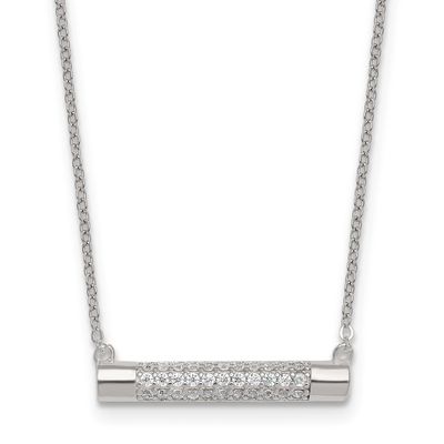 CZ Bar 16 Inch with 2 Inch Extension Necklace Sterling Silver Polished, MPN: QG7064-16, UPC: