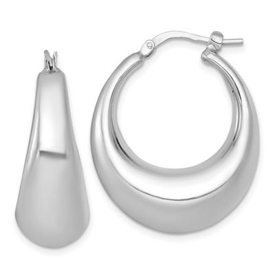 Polished 12mm Hoop Earrings Sterling Silver Rhodium-Plated, MPN: QE17924, UPC: