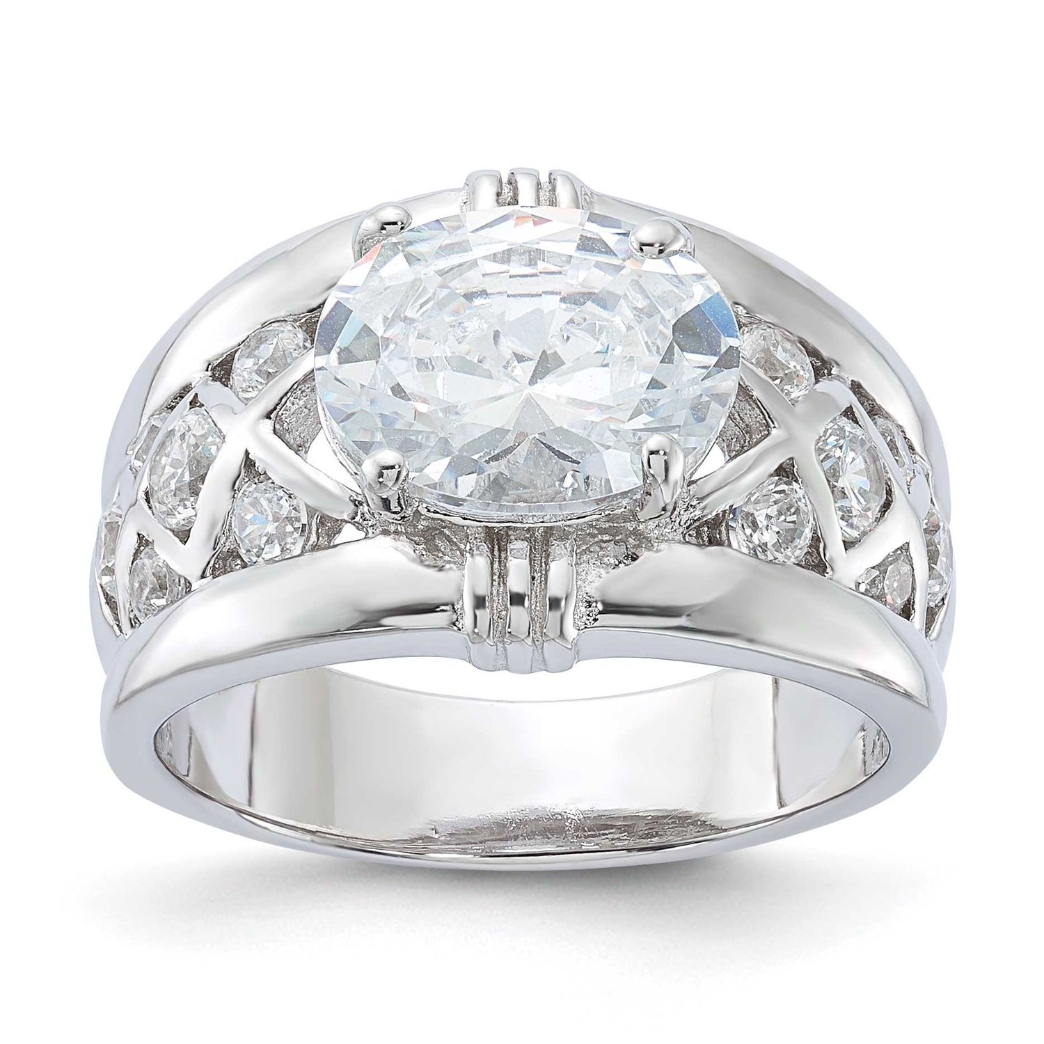 Plated CZ Ring Sterling Silver Rhodium-Plated, MPN: QR4228, UPC: 883957047942