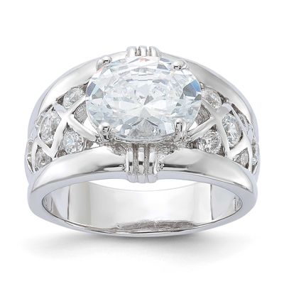 Plated CZ Ring Sterling Silver Rhodium-Plated, MPN: QR4228, UPC: 883957047942