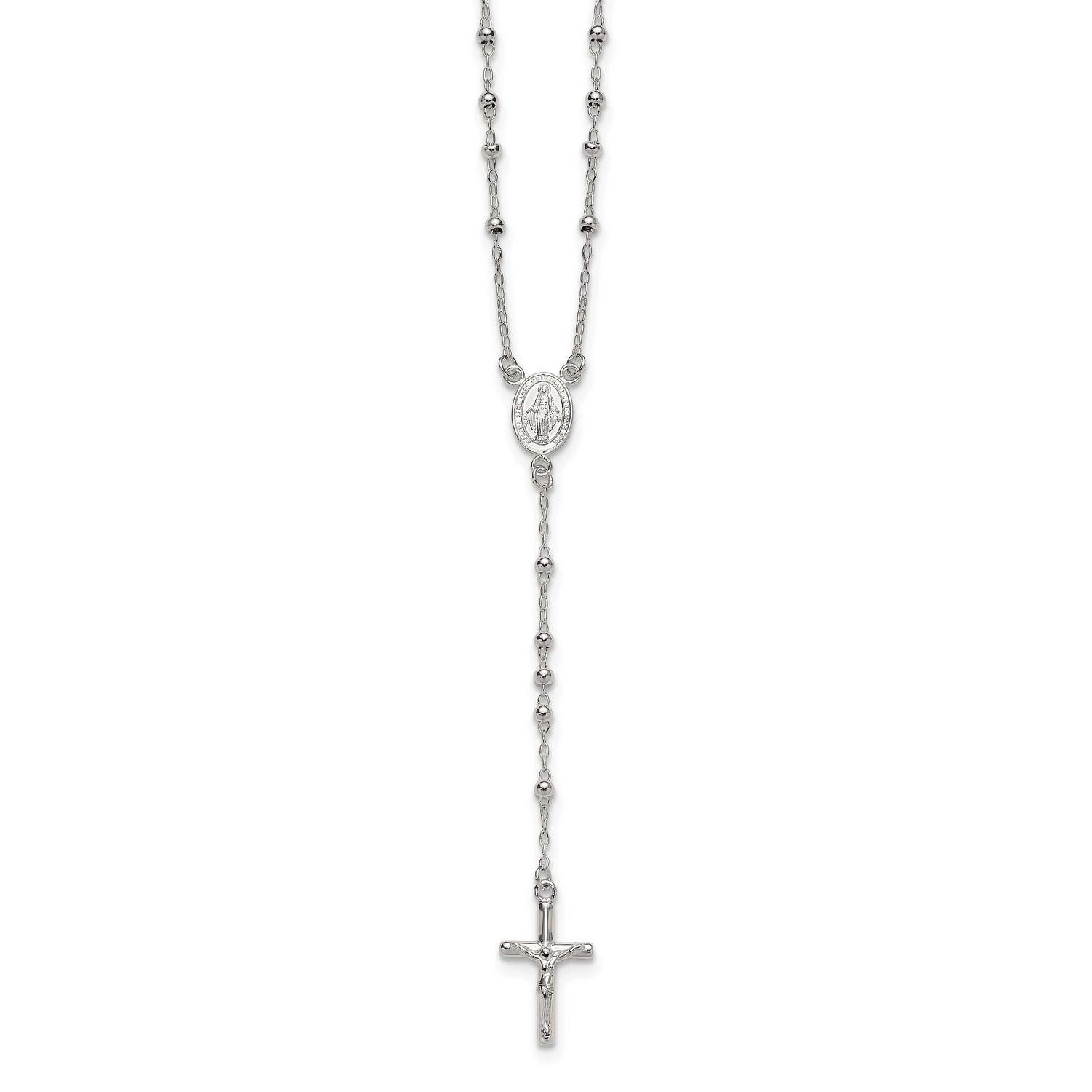 Beaded Rosary 24 Inch Necklace Sterling Silver Polished, MPN: QH5872-24, UPC: