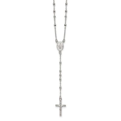 Beaded Rosary 24 Inch Necklace Sterling Silver Polished, MPN: QH5872-24, UPC: