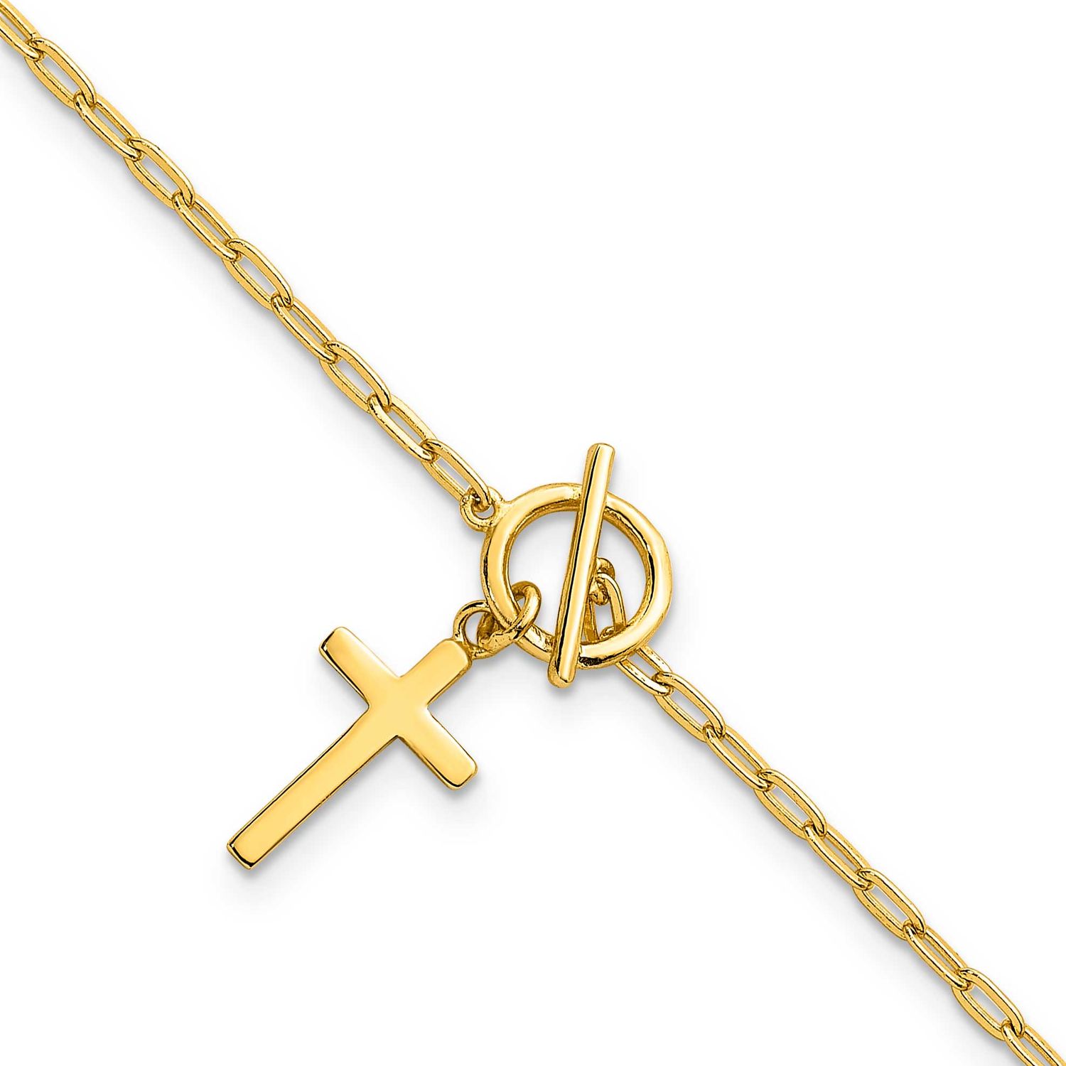 Cross Paperclip Link 6.5 Inch with 1 Inch Extension Bracelet Sterling Silver Gold-Tone, MPN: QG7020…