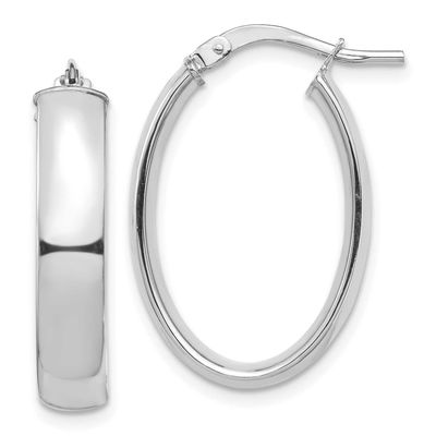 High Polished 5mm Oval Hoop Earrings 10k White Gold, MPN: 10TF1407W, UPC: